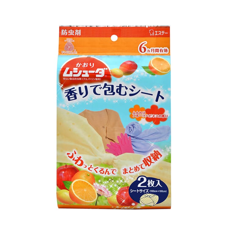 エステー ムシューダ ふんわりフルーツハピネスの香り×9点セット かおりムシューダ 香りで包むシート（ふんわりフルーツハピネスの香り
