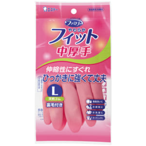 ファミリーやわらかフィット 天然ゴム 中厚手 L ピンク