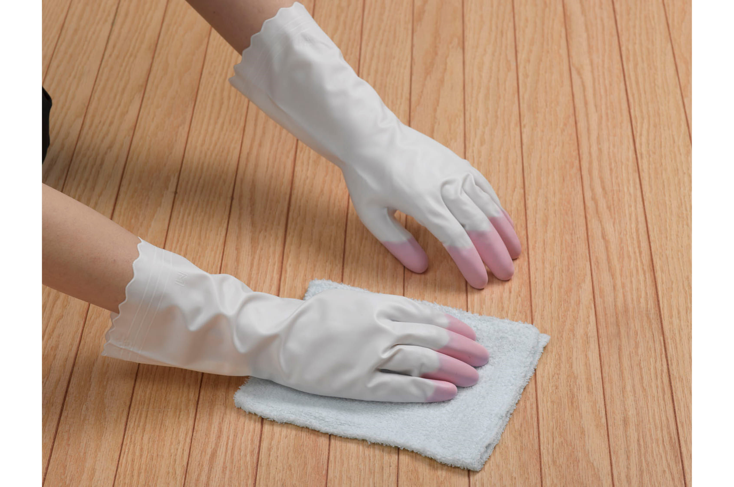 ファミリー ビニール 手袋 中厚手 指先強化 Mサイズ ピンク 掃除 洗濯 食器洗い用(3双セット)