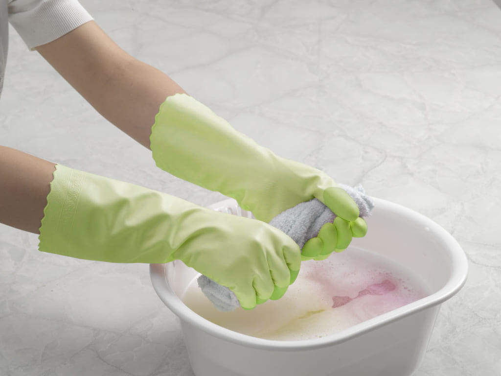 ファミリー ビニール 手袋 中厚手 指先強化 Lサイズ グリーン 掃除 洗濯 食器洗い用(3双セット)